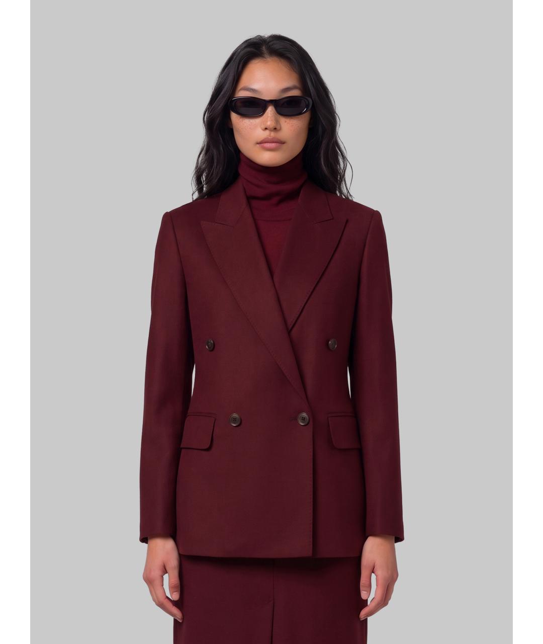 MAX MARA Бордовый шерстяной жакет/пиджак, фото 4