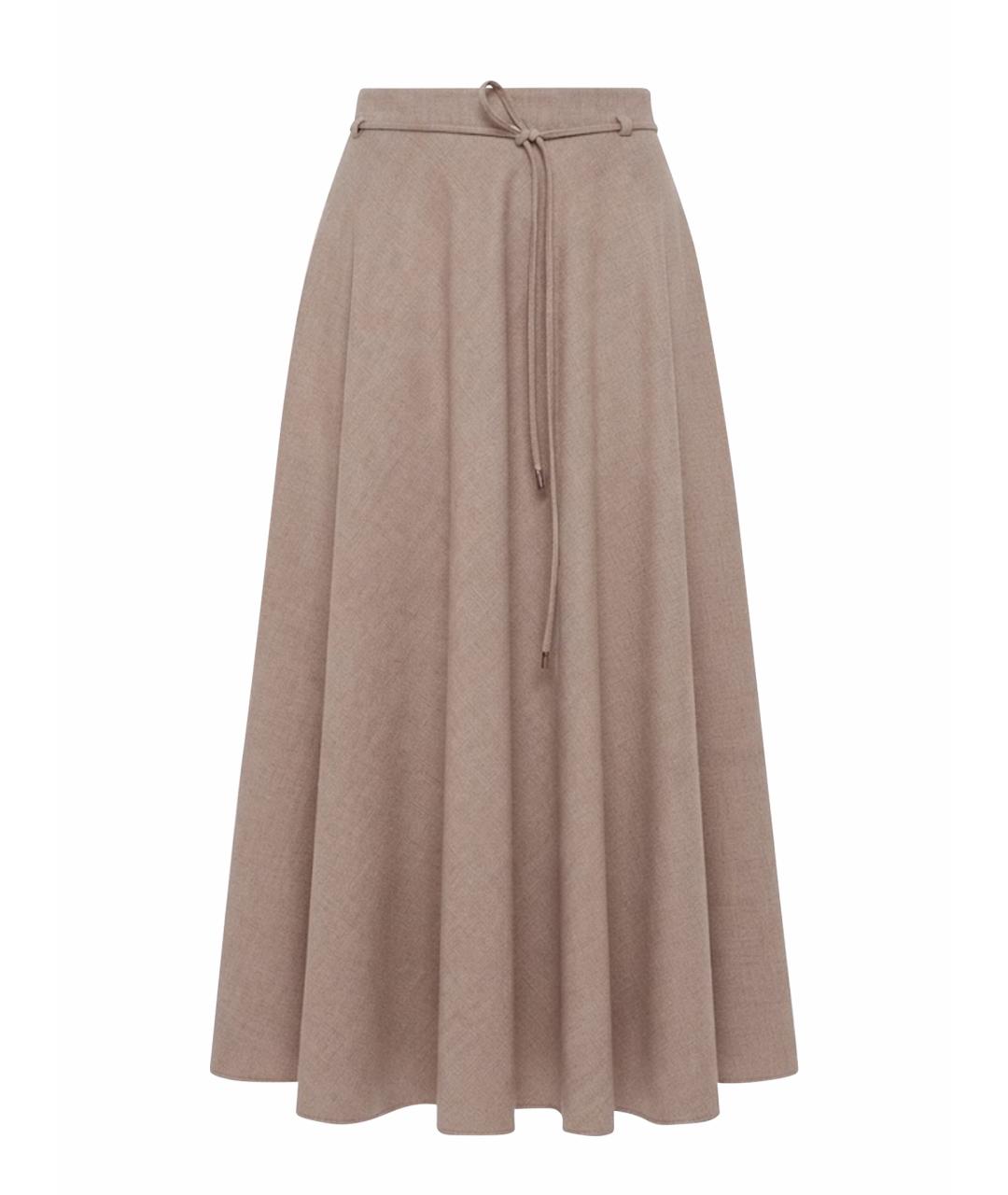 MAX MARA Бежевая кашемировая юбка миди, фото 1