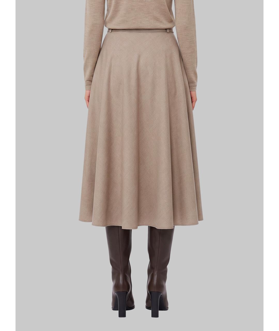 MAX MARA Бежевая кашемировая юбка миди, фото 3