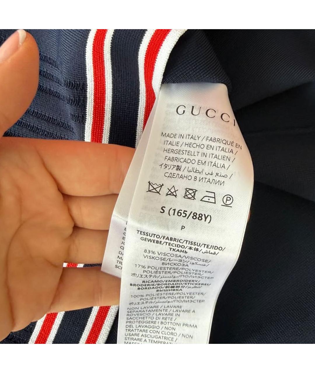 GUCCI Темно-синяя вискозная футболка, фото 7