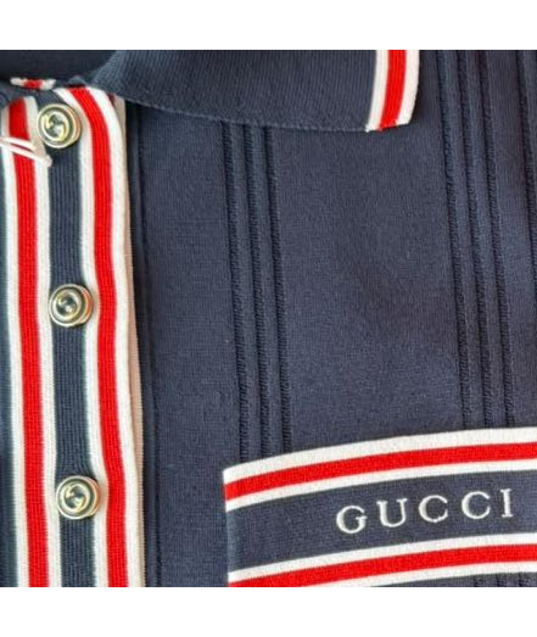 GUCCI Темно-синяя вискозная футболка, фото 4