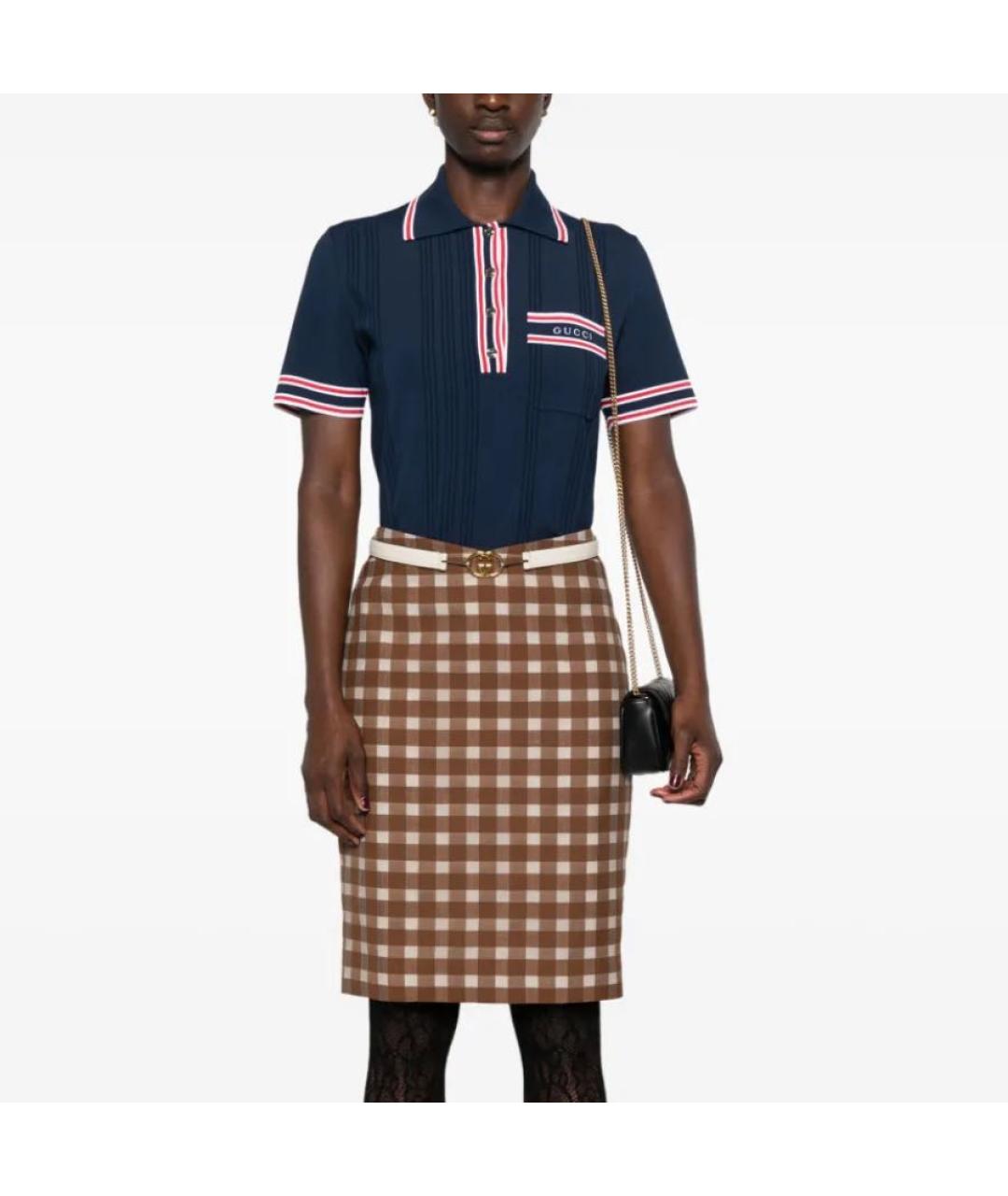 GUCCI Темно-синяя вискозная футболка, фото 6