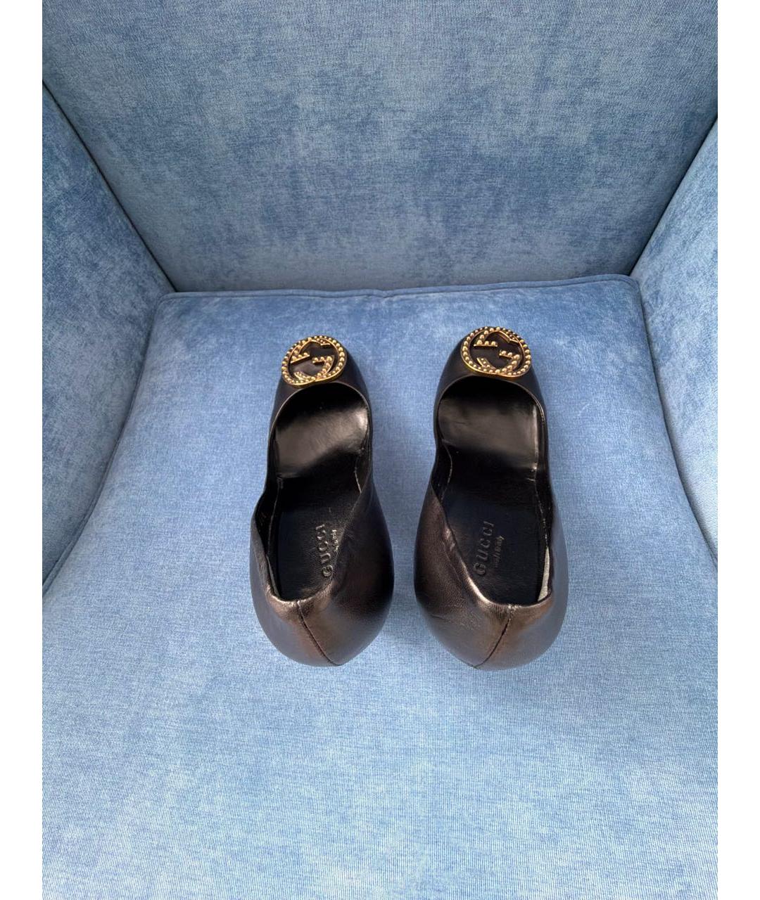 GUCCI Черные кожаные туфли, фото 3