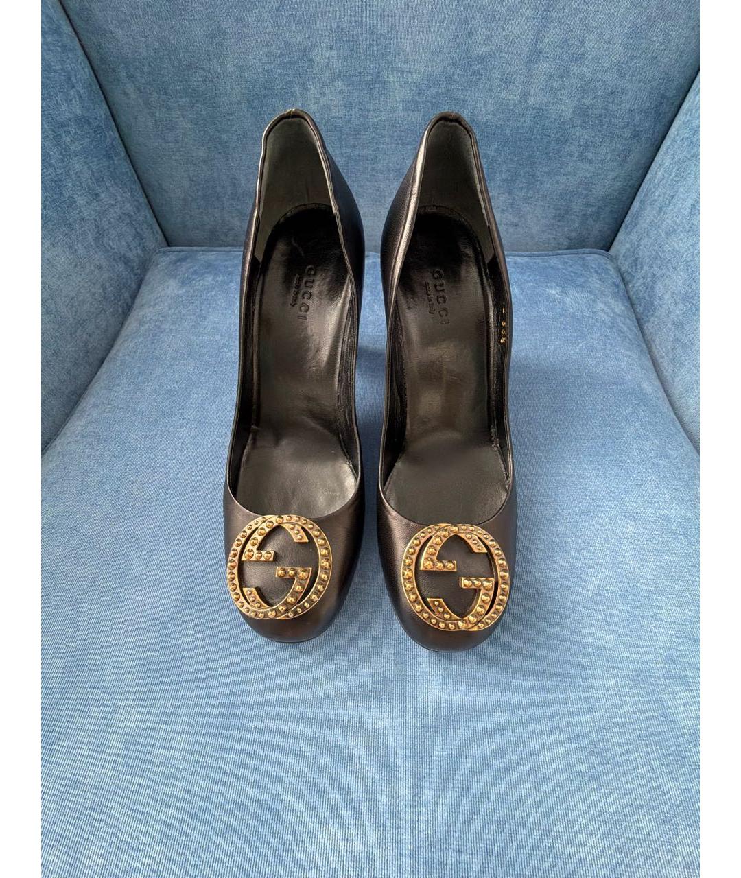 GUCCI Черные кожаные туфли, фото 2