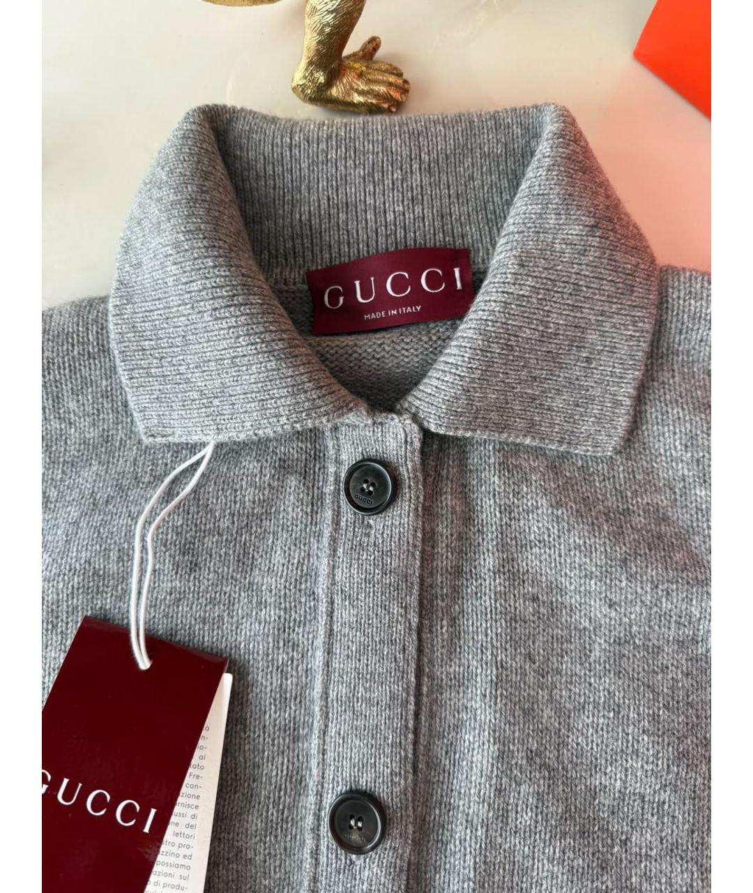 GUCCI Серый шерстяной кардиган, фото 3