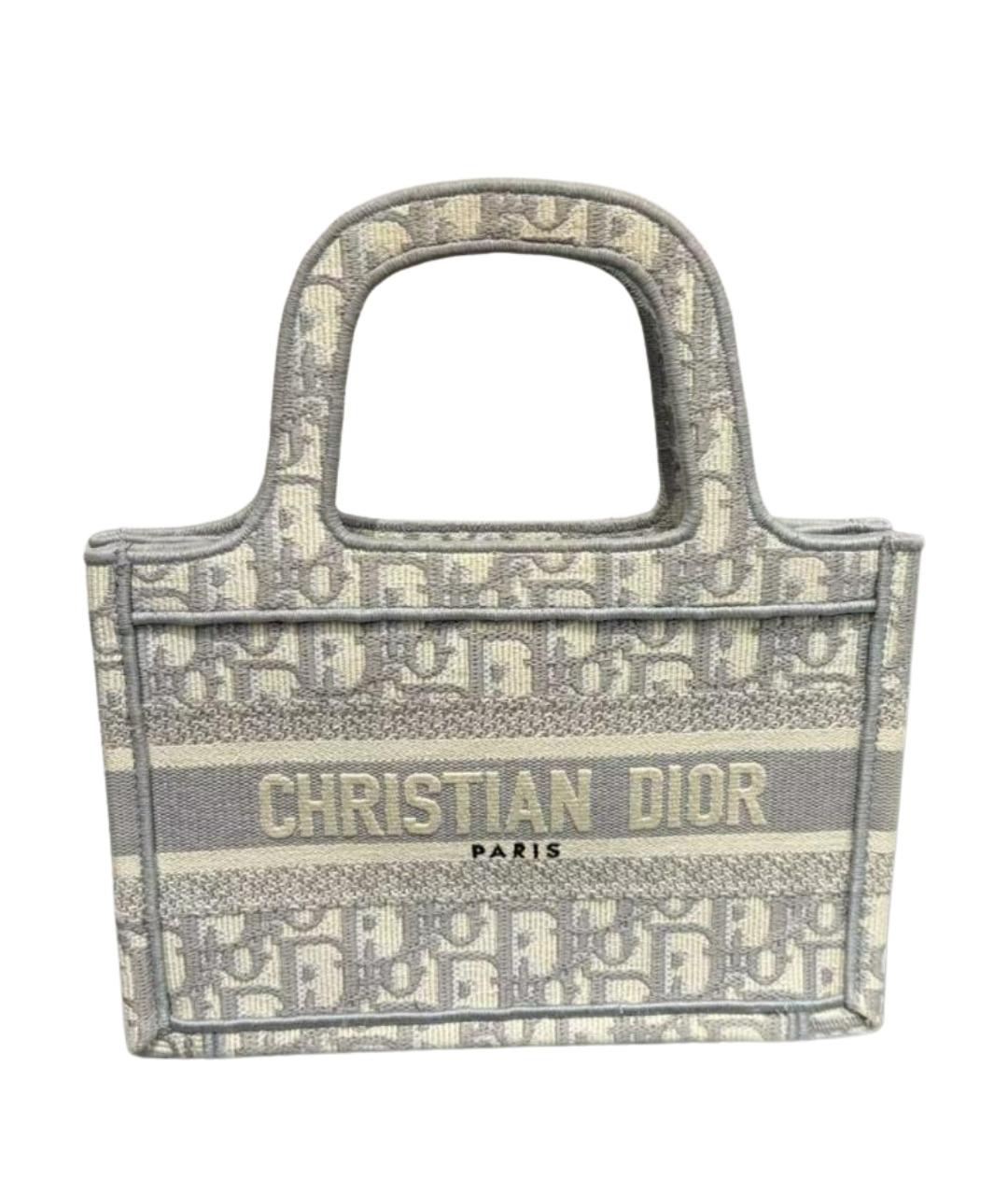 CHRISTIAN DIOR Серая жаккардовая сумка с короткими ручками, фото 1