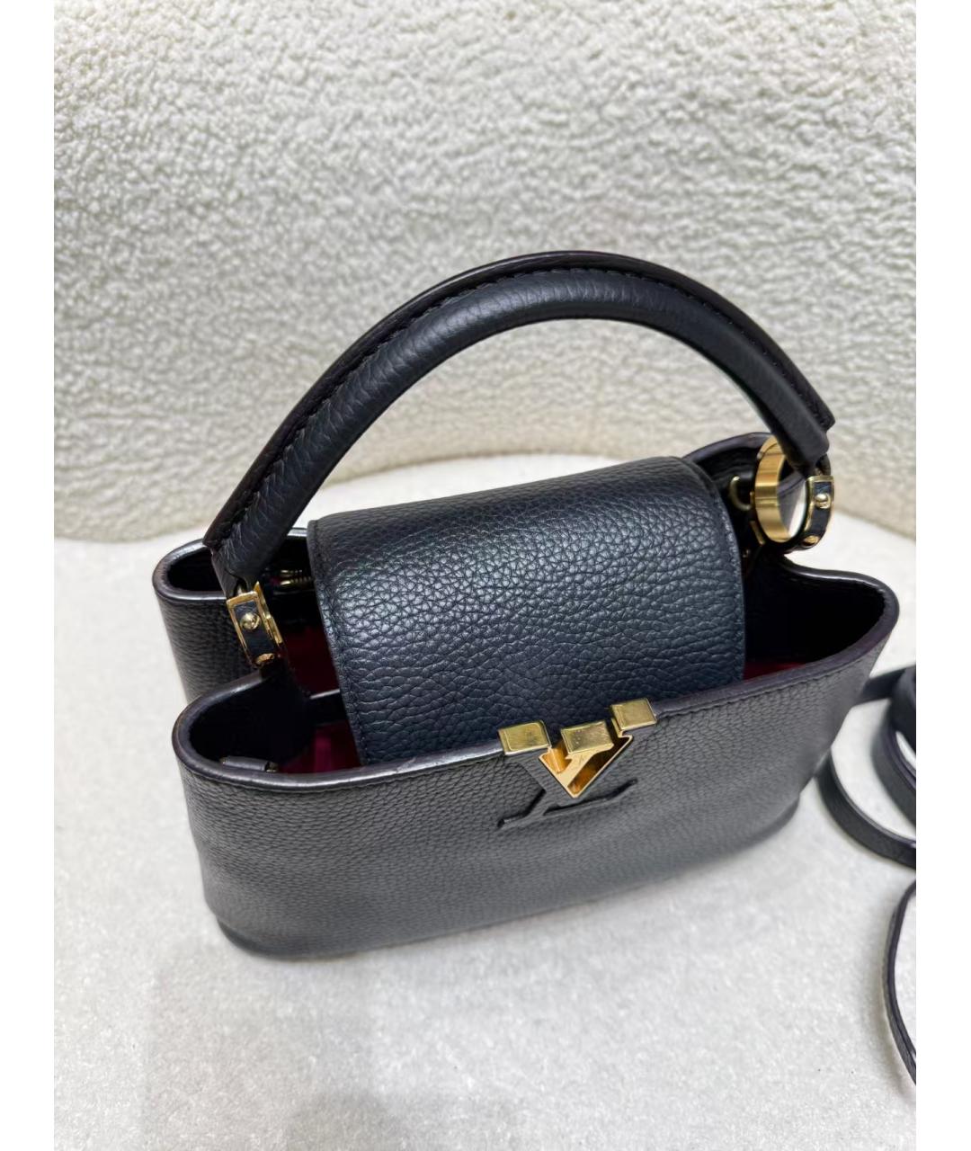 LOUIS VUITTON Черная кожаная сумка через плечо, фото 4