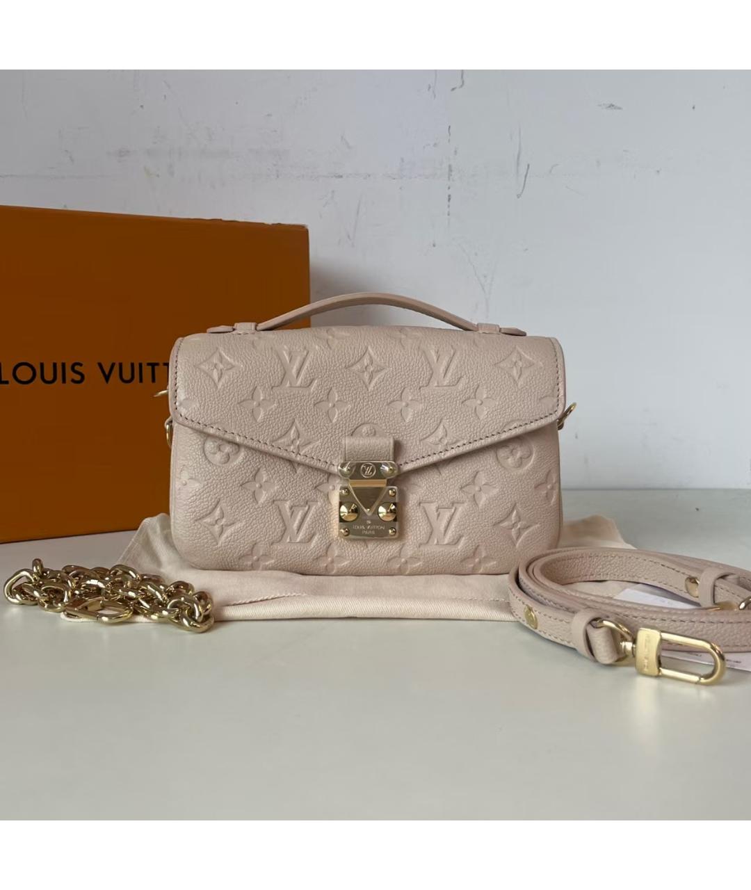 LOUIS VUITTON Бежевая кожаная сумка через плечо, фото 5
