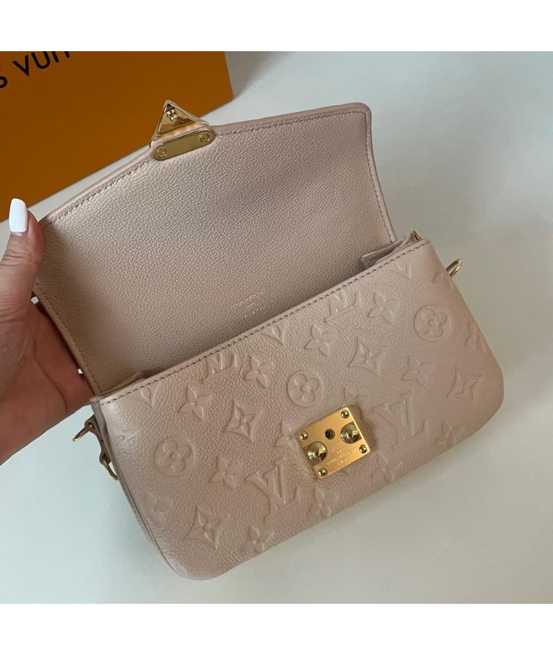 LOUIS VUITTON Бежевая кожаная сумка через плечо, фото 4