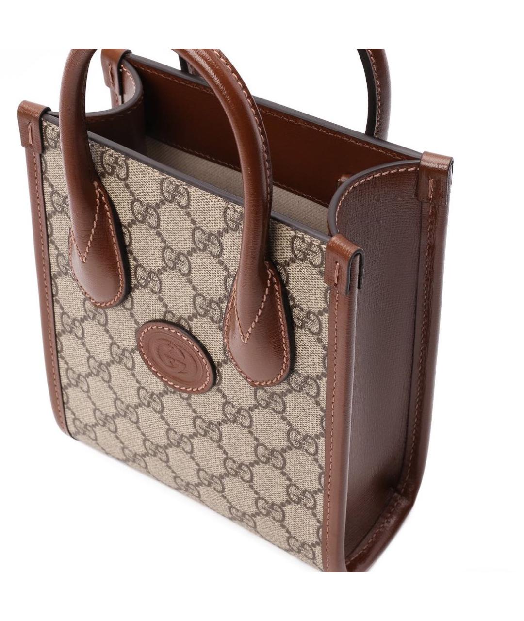 GUCCI Коричневая сумка через плечо из канвы, фото 3