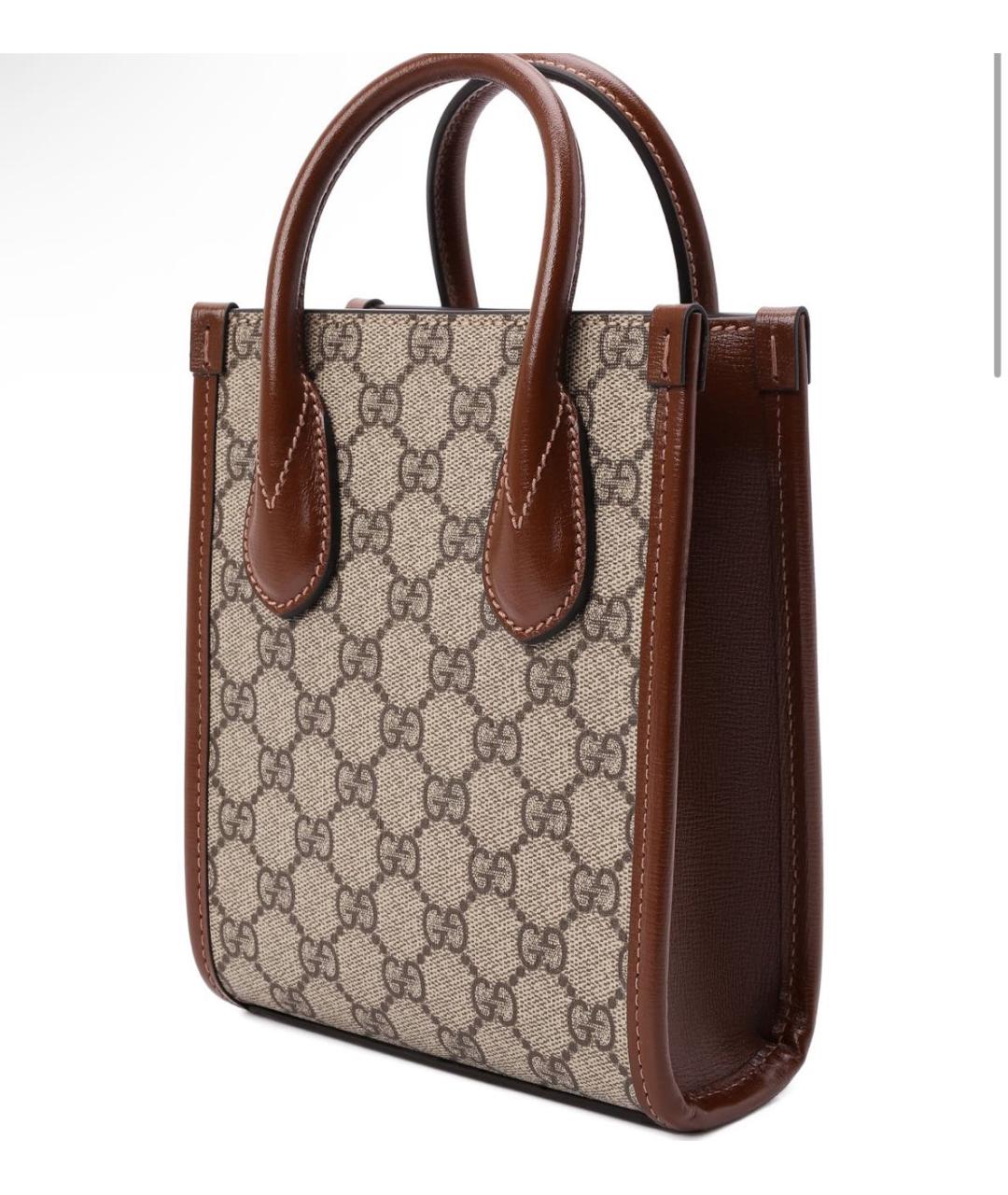 GUCCI Коричневая сумка через плечо из канвы, фото 2