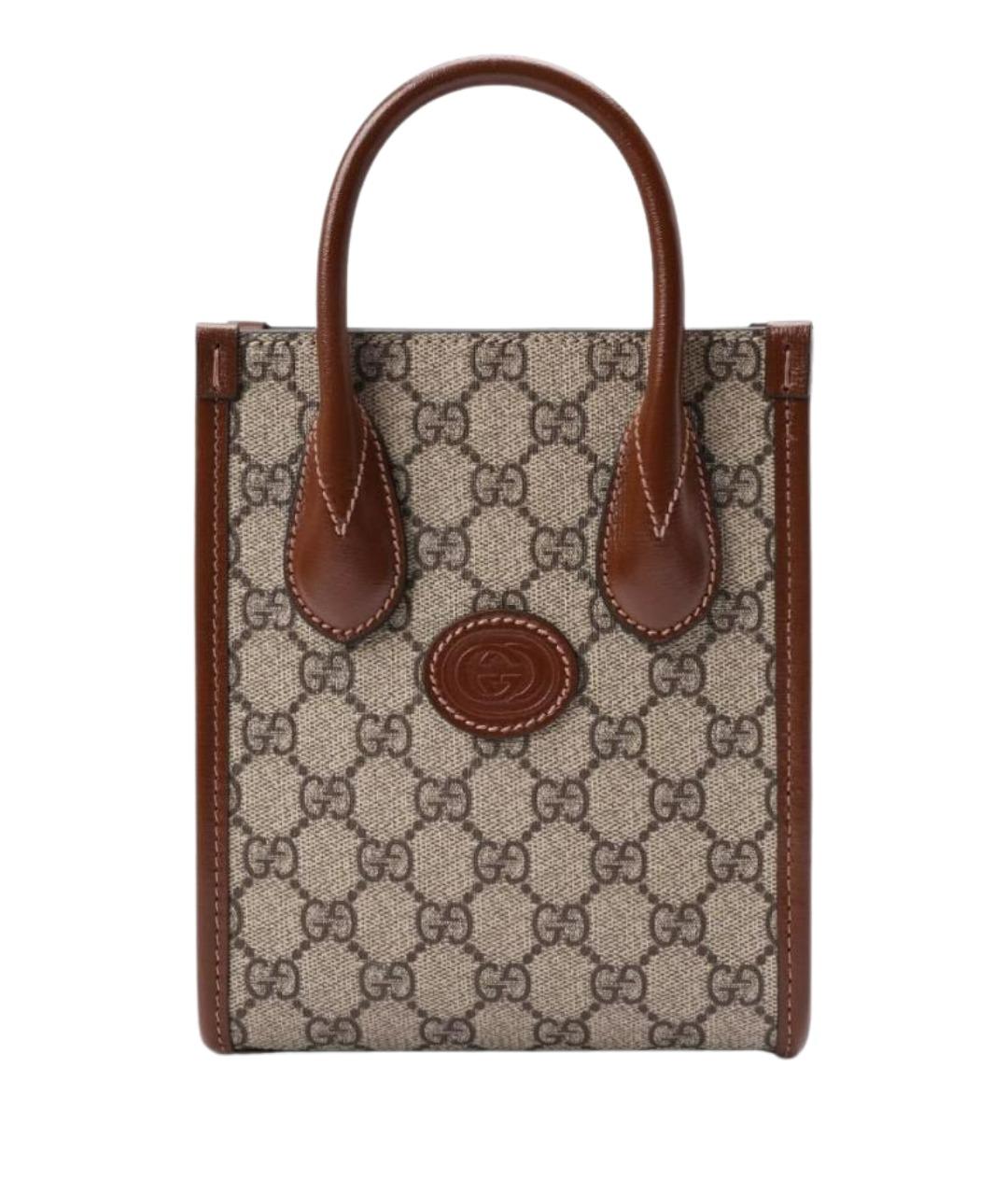 GUCCI Коричневая сумка через плечо из канвы, фото 1