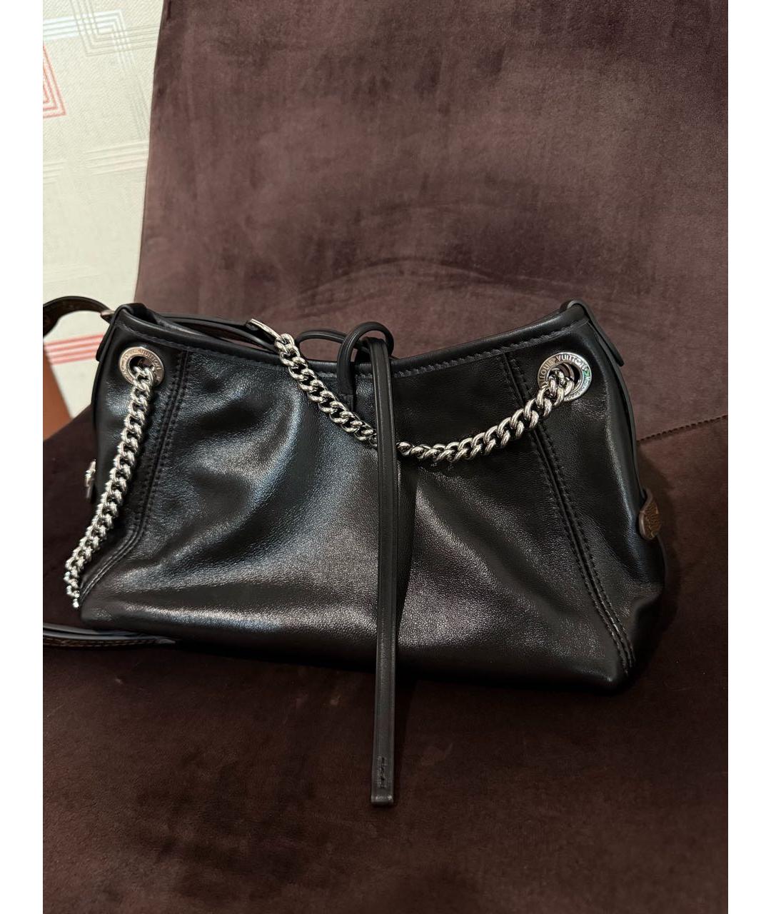LOUIS VUITTON Черная кожаная сумка через плечо, фото 3