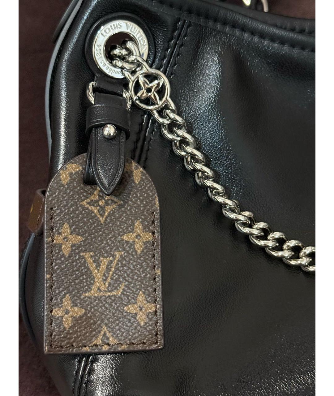 LOUIS VUITTON Черная кожаная сумка через плечо, фото 5
