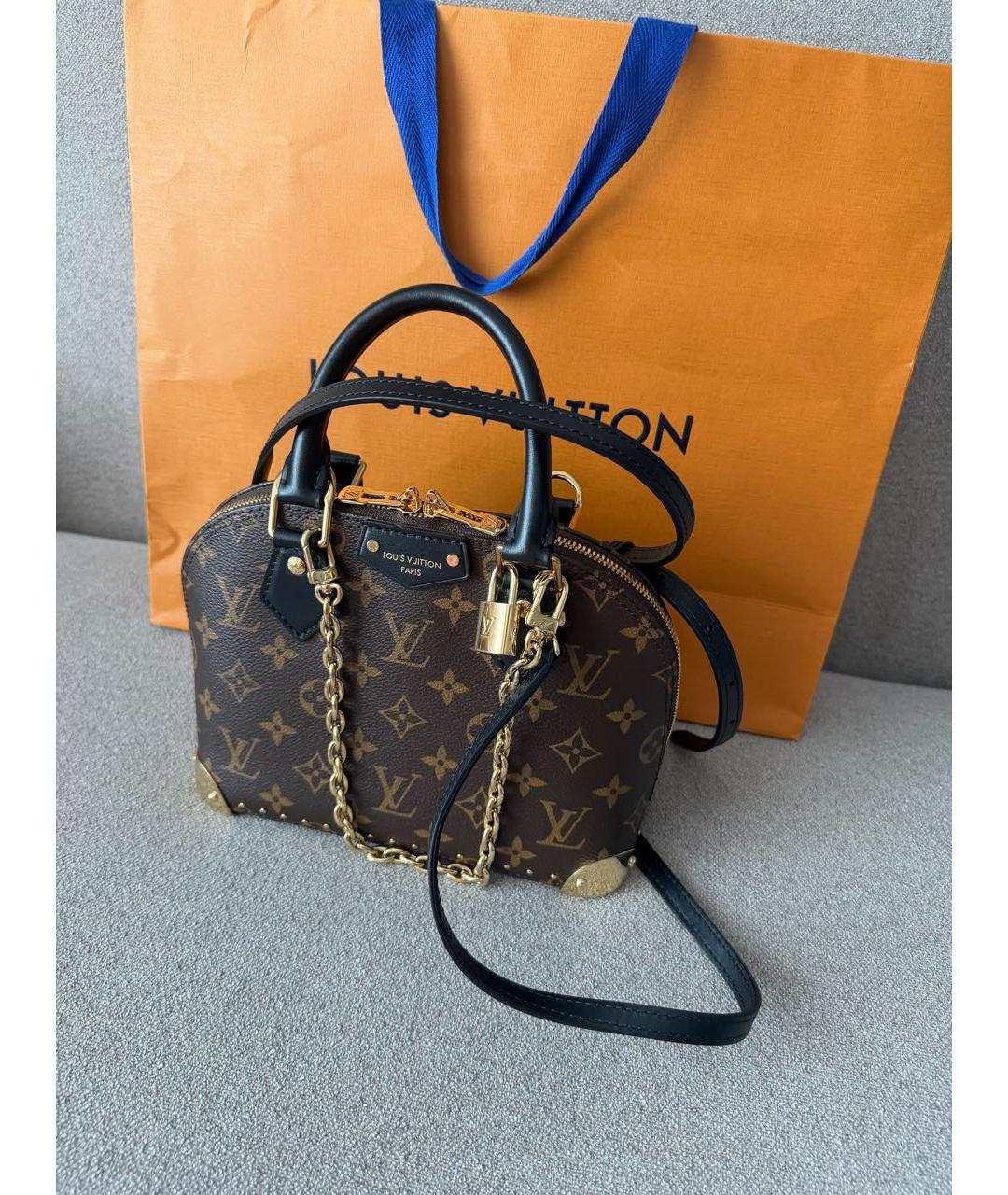 LOUIS VUITTON Коричневая сумка с короткими ручками из канвы, фото 3