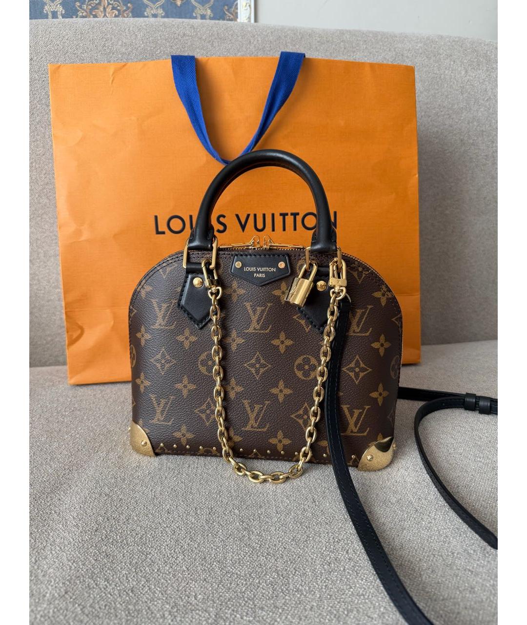 LOUIS VUITTON Коричневая сумка с короткими ручками из канвы, фото 2