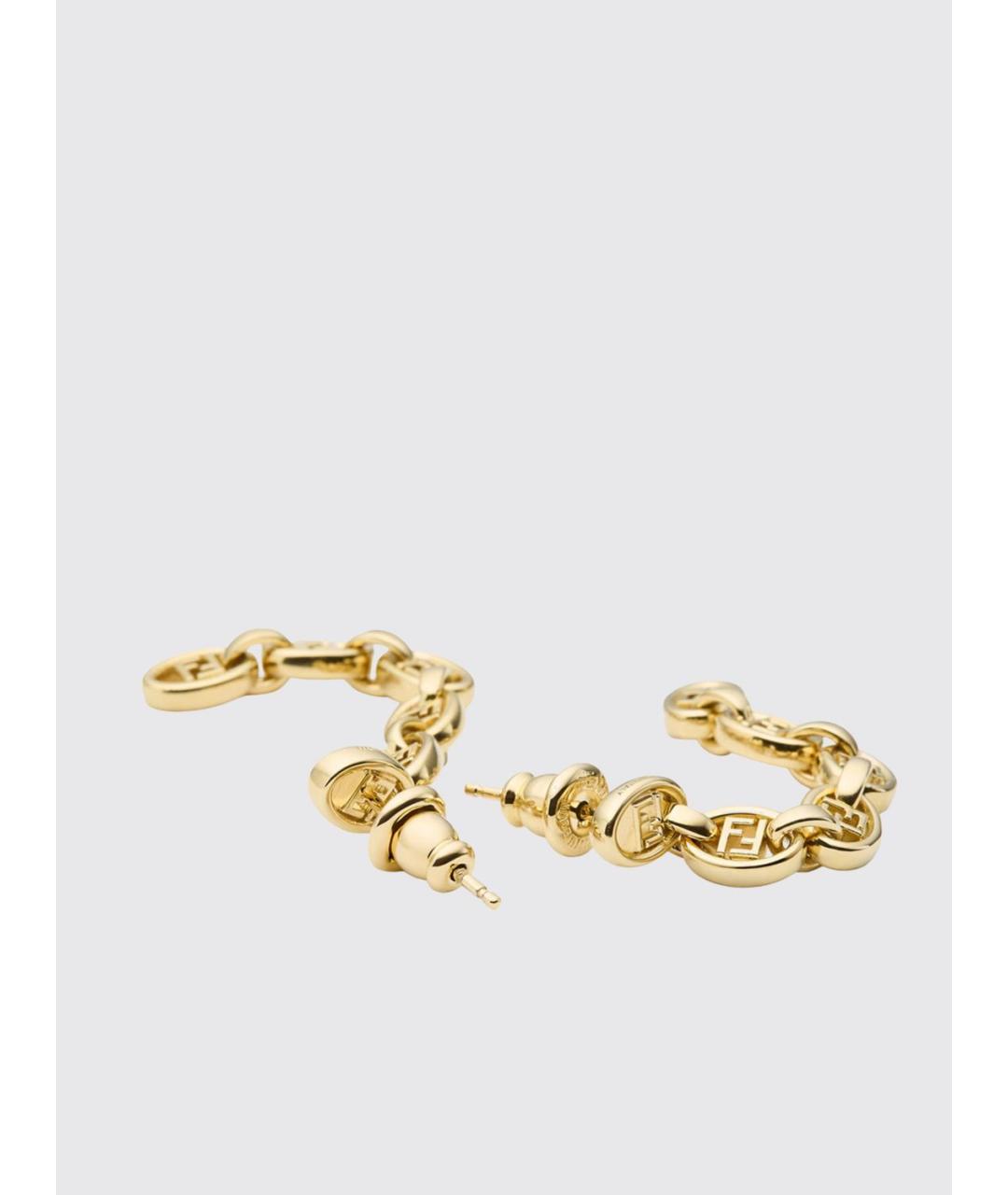FENDI Золотые латунные серьги, фото 2