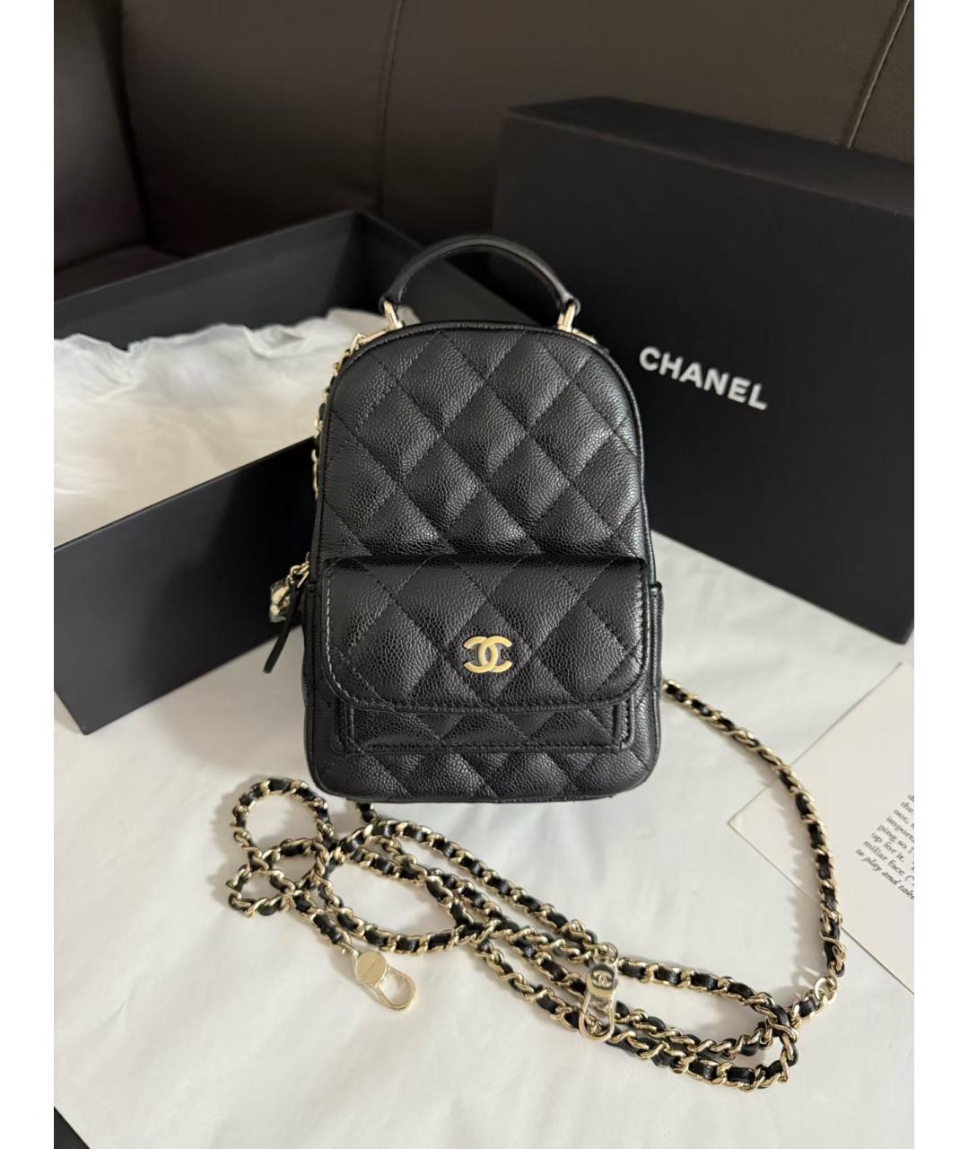 CHANEL Черный кожаный рюкзак, фото 5
