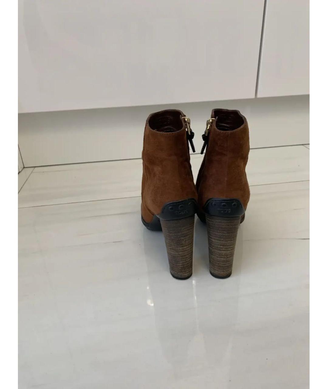 TOD'S Коричневые замшевые ботильоны, фото 4