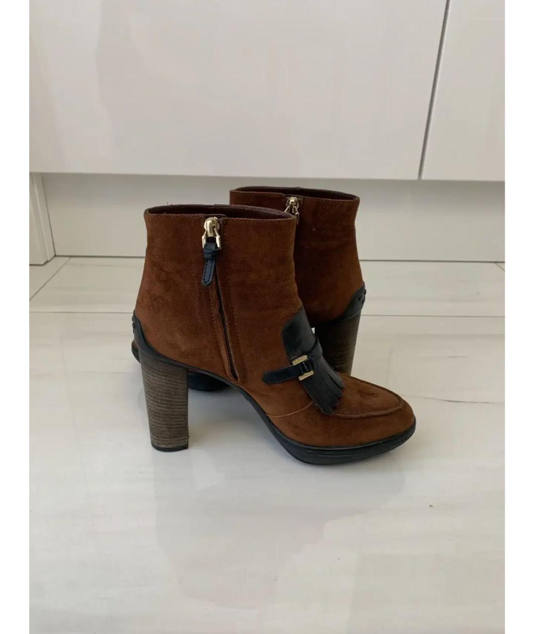 TOD'S Коричневые замшевые ботильоны, фото 5