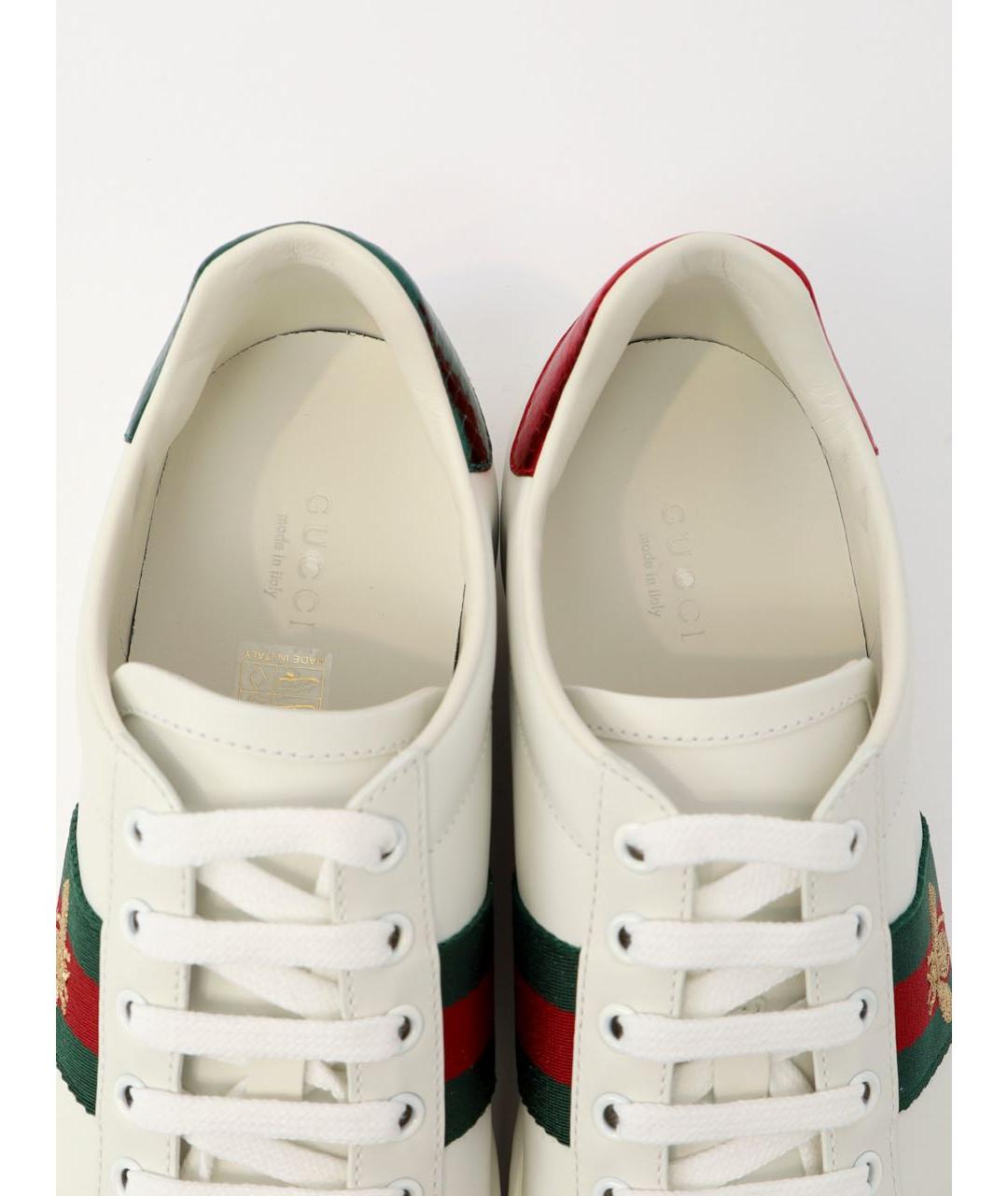 GUCCI Белые кожаные кеды, фото 6