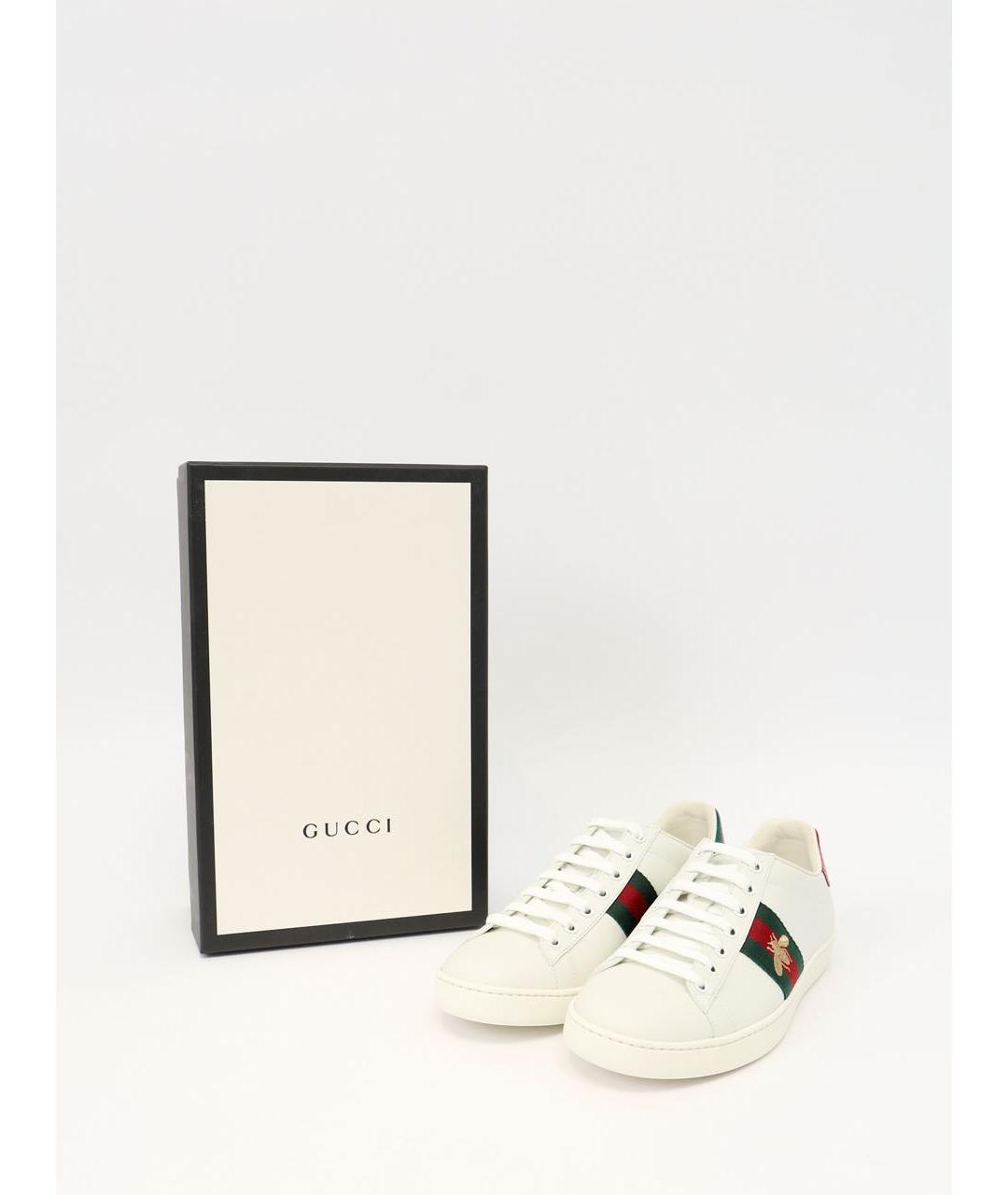 GUCCI Белые кожаные кеды, фото 3