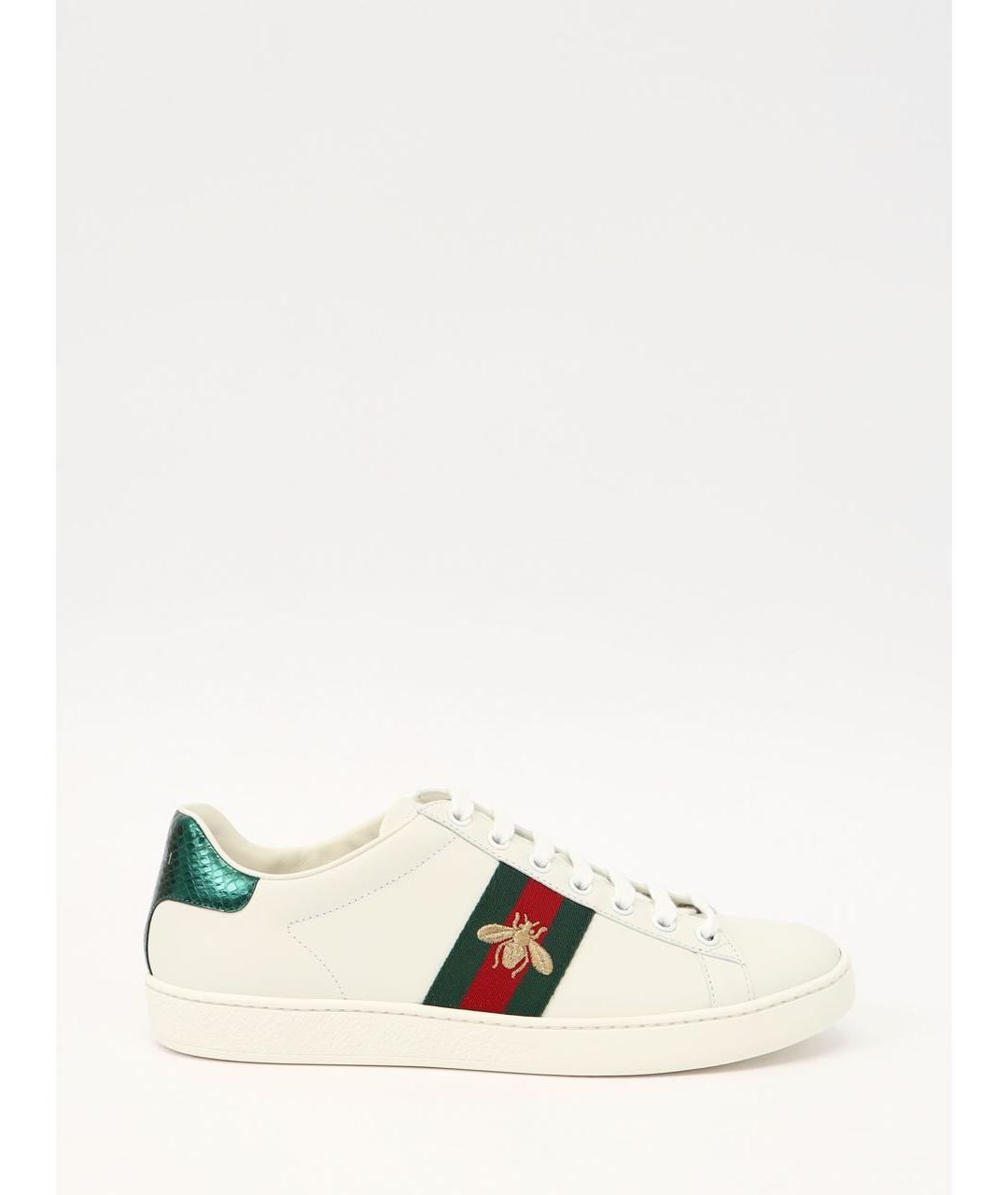 GUCCI Белые кожаные кеды, фото 9