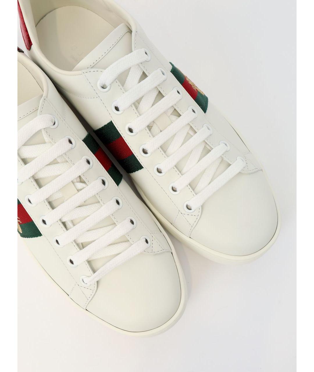 GUCCI Белые кожаные кеды, фото 4