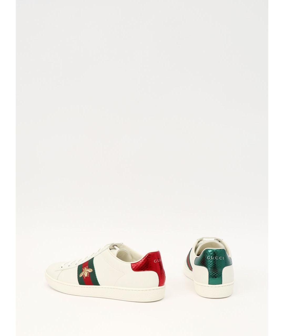 GUCCI Белые кожаные кеды, фото 5