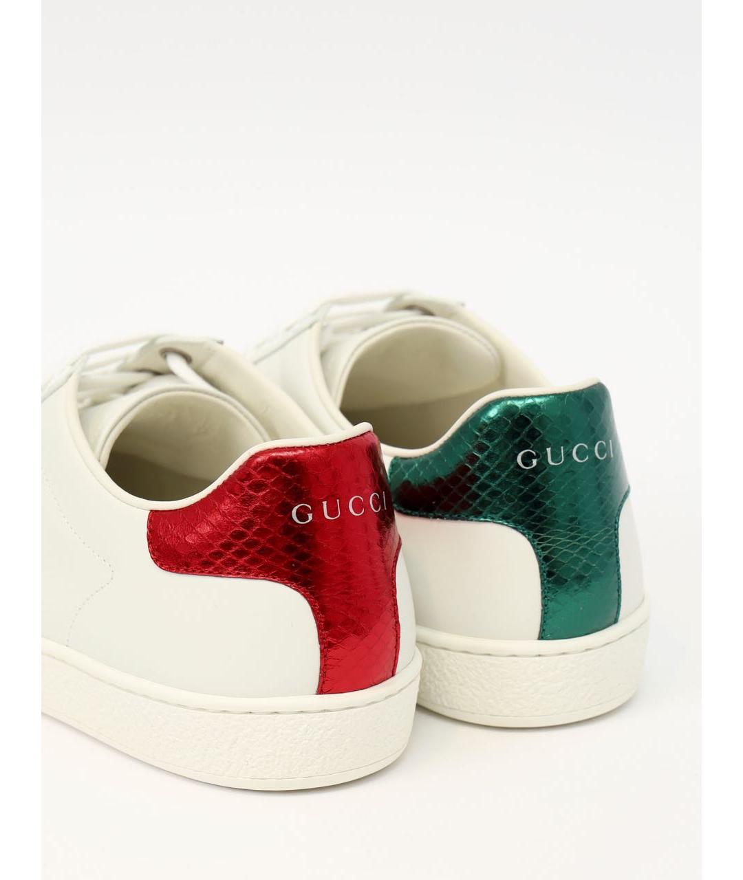 GUCCI Белые кожаные кеды, фото 7