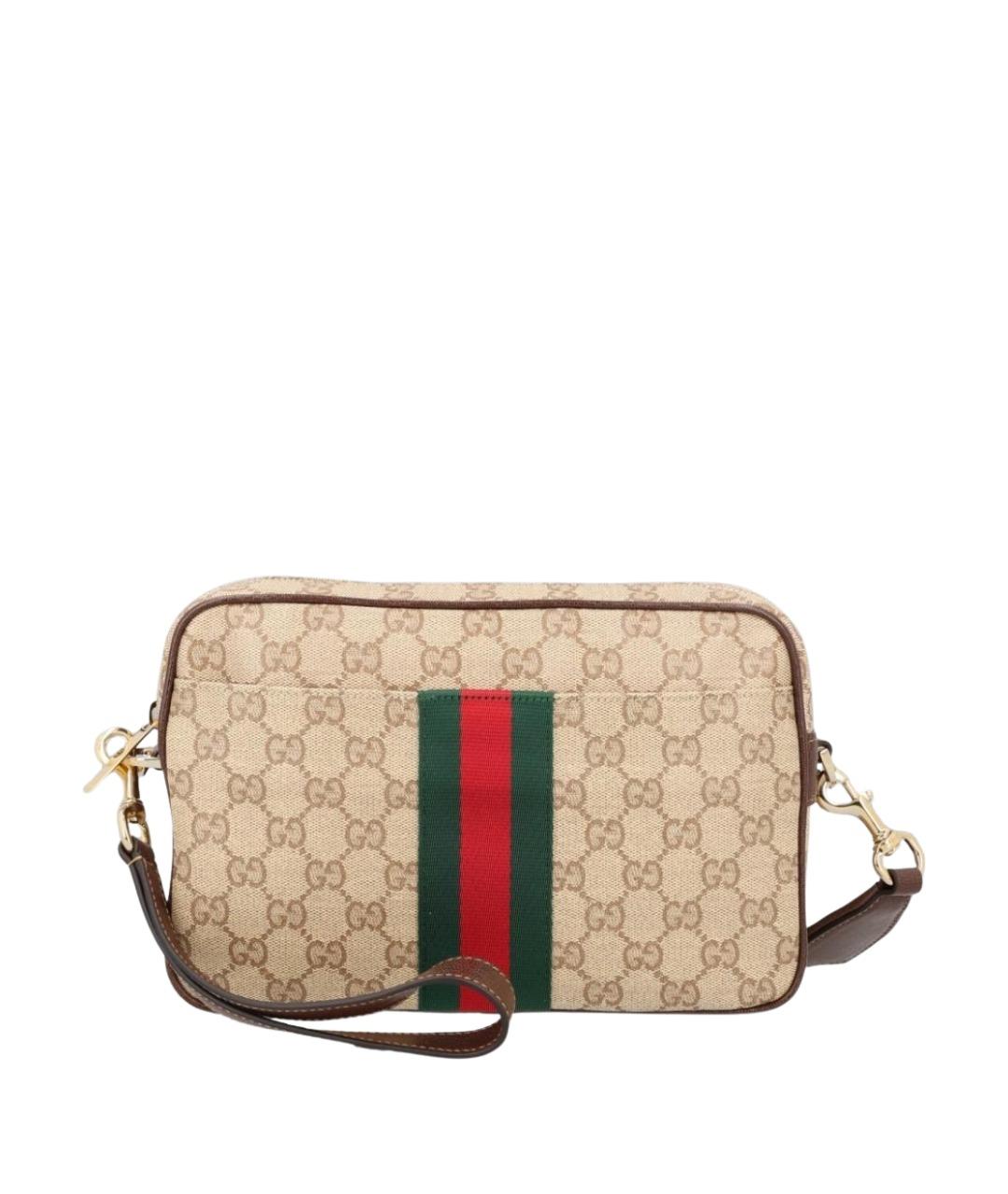 GUCCI Бежевая сумка на плечо из канвы, фото 1