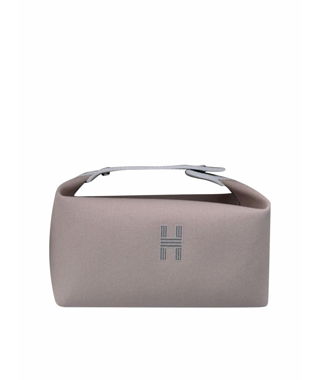 HERMES Бежевая косметичка из канвы, фото 1