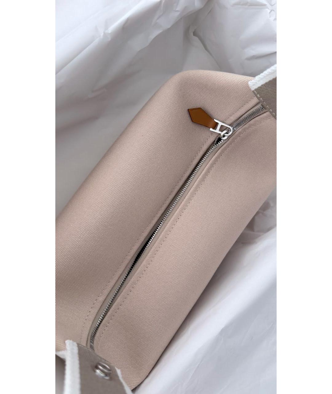 HERMES Бежевая косметичка из канвы, фото 6