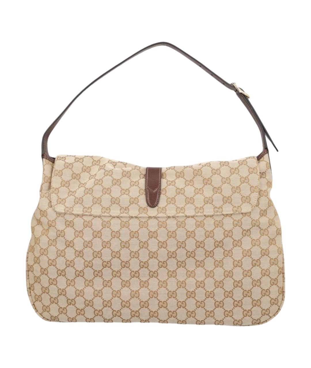GUCCI Бежевая сумка на плечо из канвы, фото 2
