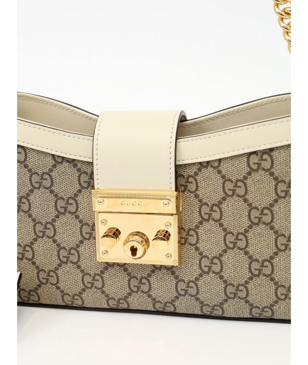 GUCCI Бежевая сумка через плечо из канвы, фото 5