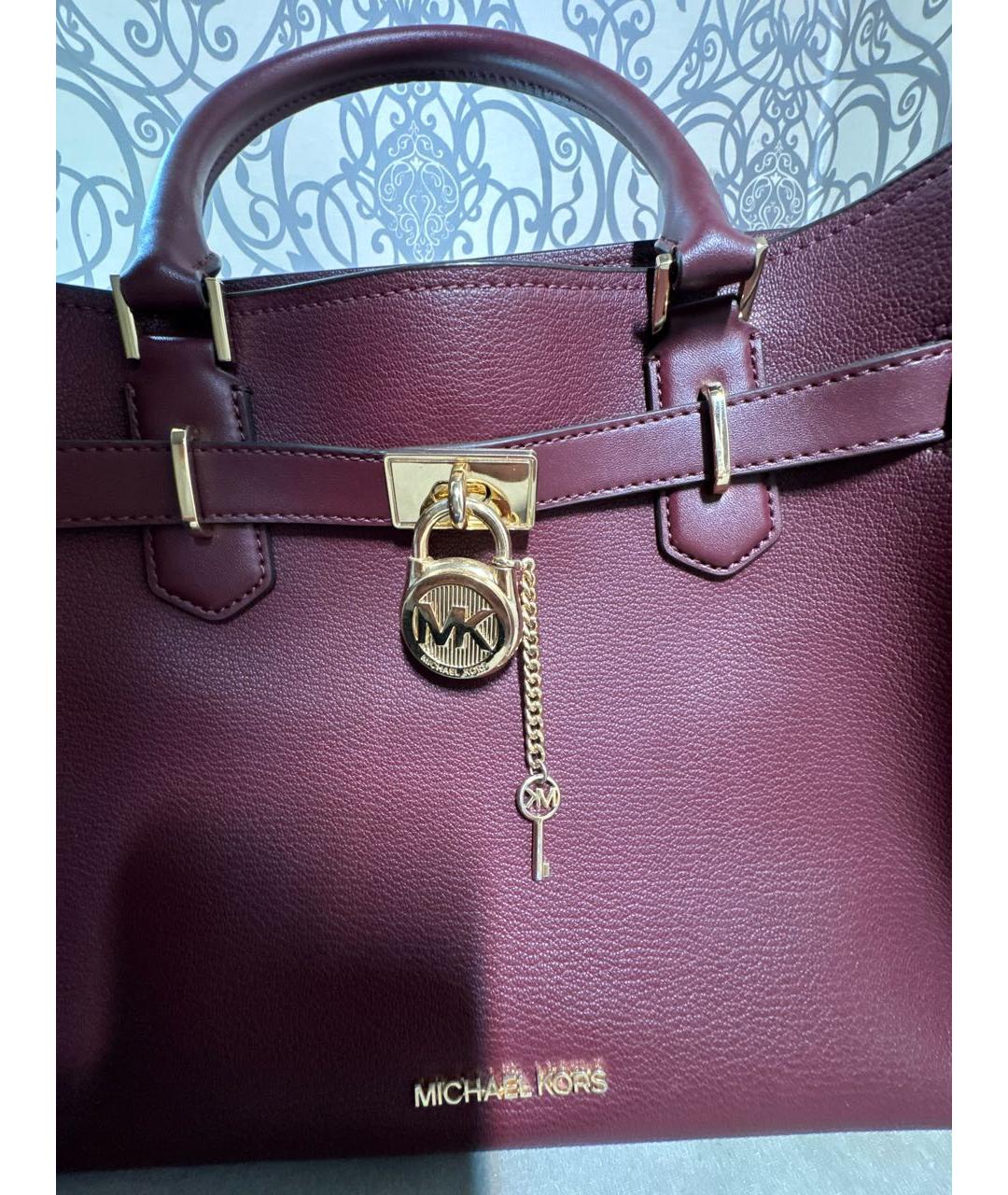MICHAEL KORS Бордовая кожаная сумка через плечо, фото 6