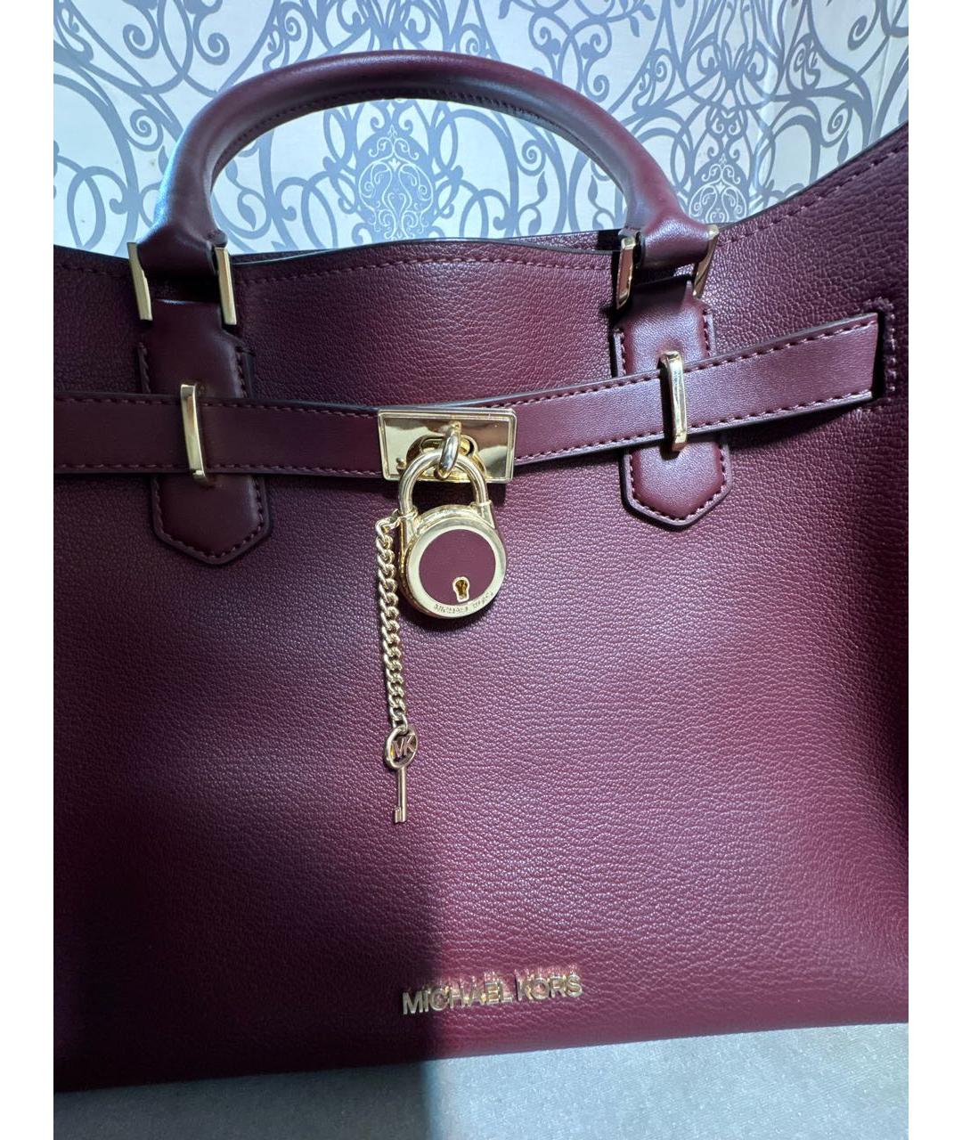 MICHAEL KORS Бордовая кожаная сумка через плечо, фото 7