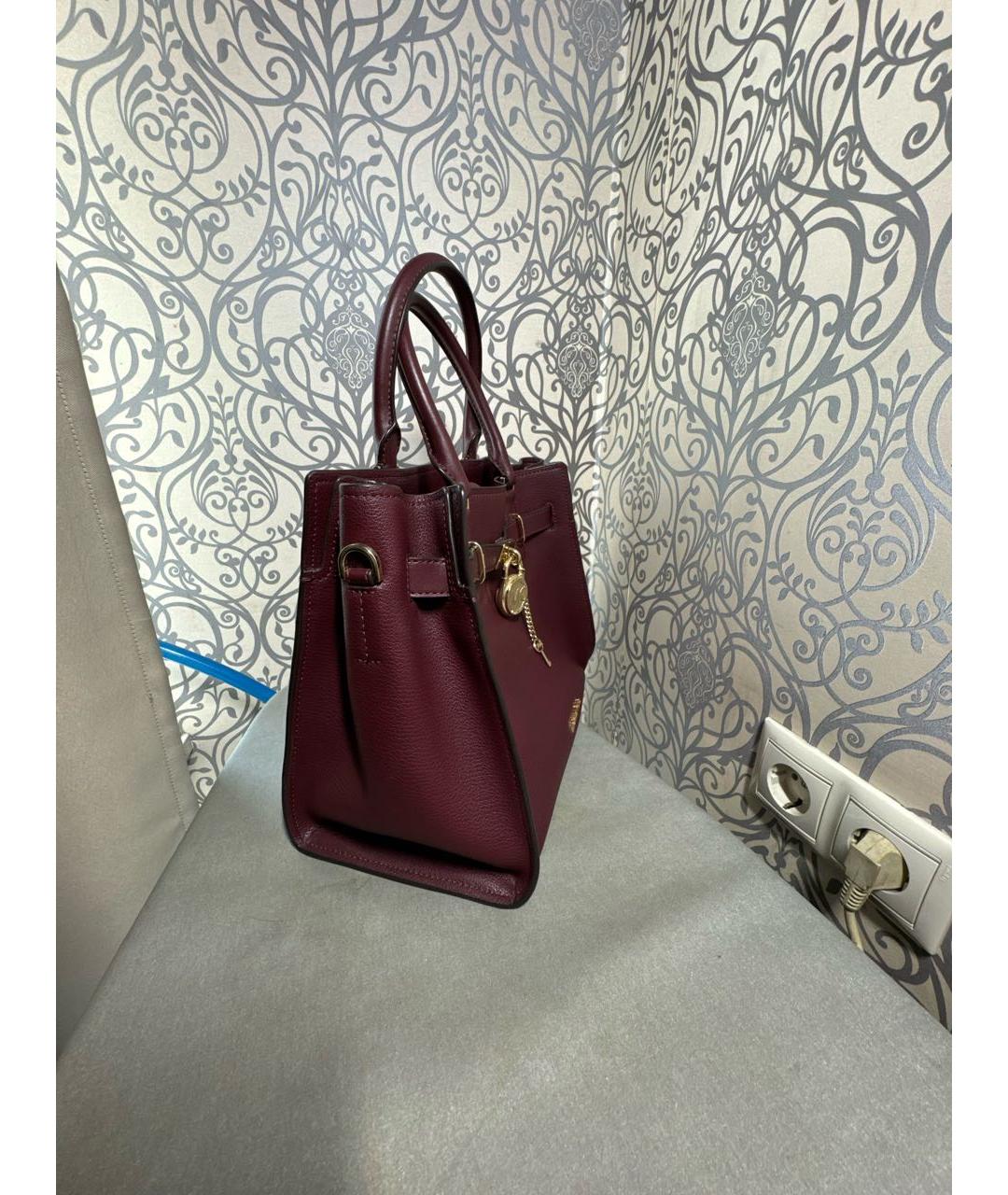 MICHAEL KORS Бордовая кожаная сумка через плечо, фото 2