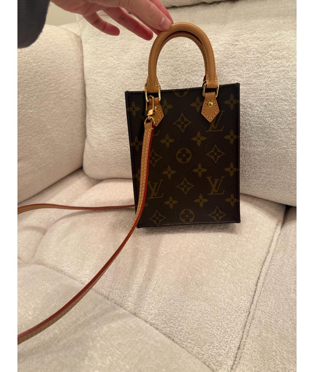 LOUIS VUITTON Коричневая сумка с короткими ручками из канвы, фото 3