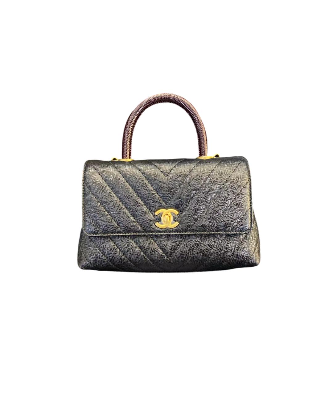CHANEL Черная кожаная сумка с короткими ручками, фото 7