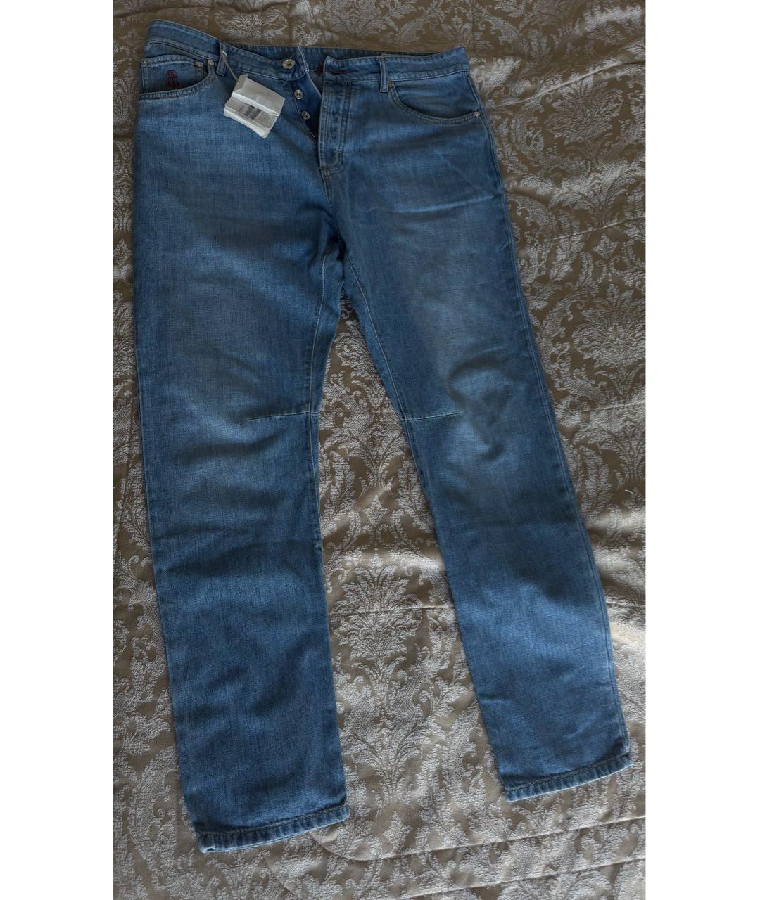 BRUNELLO CUCINELLI Синие хлопковые джинсы, фото 8