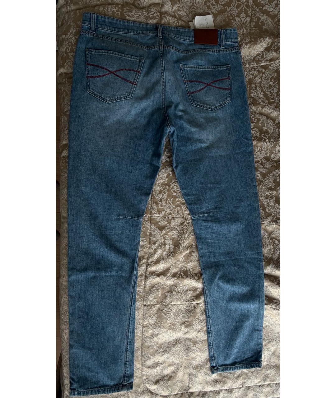 BRUNELLO CUCINELLI Синие хлопковые джинсы, фото 2