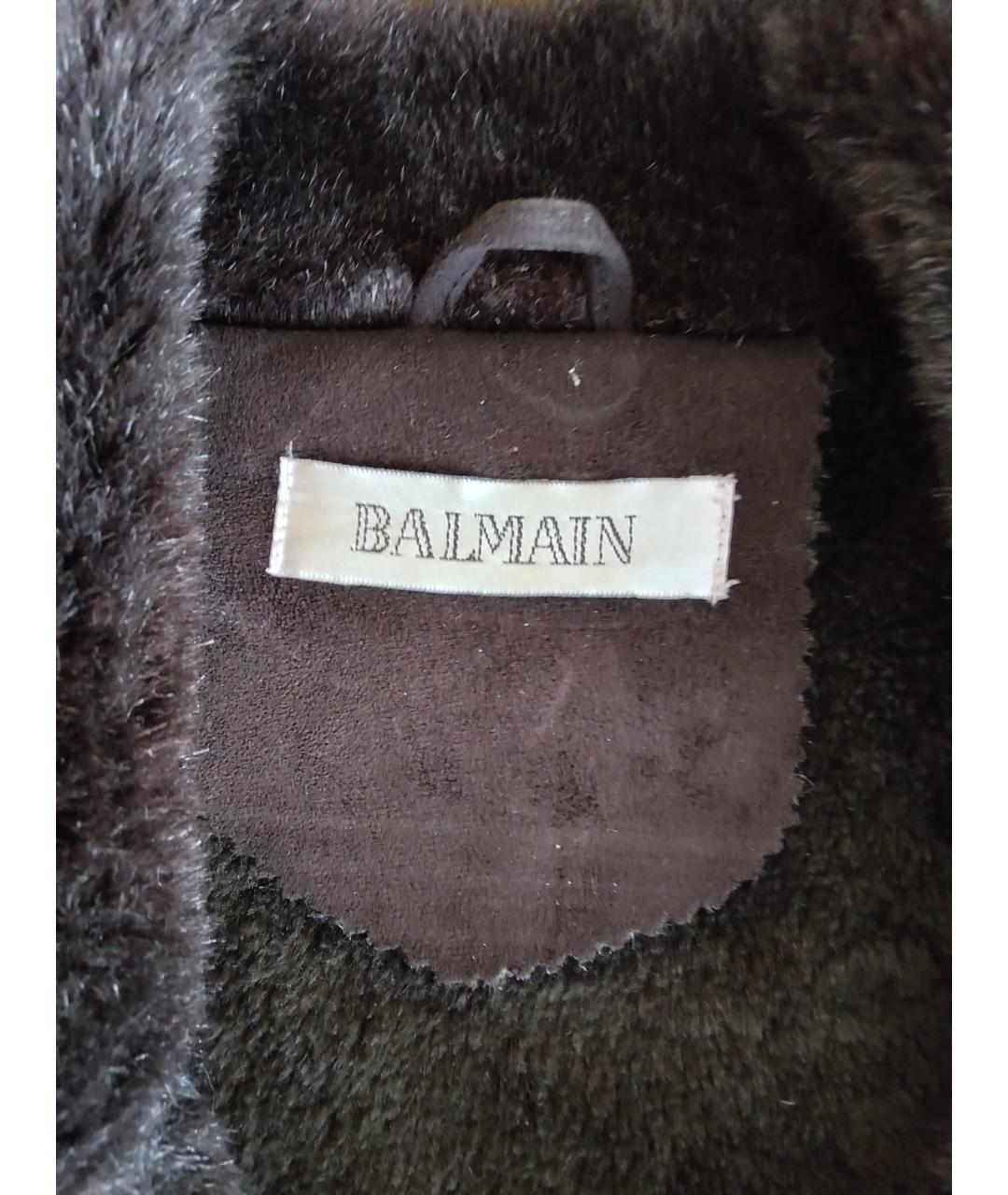 BALMAIN Коричневая полиэстеровая дубленка, фото 4