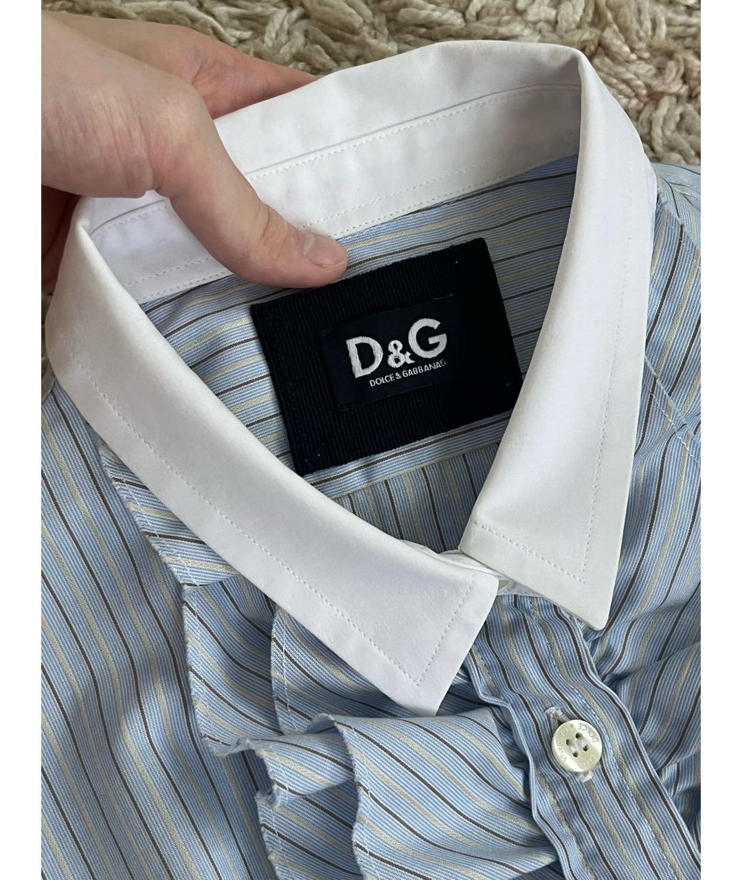 DOLCE&GABBANA Голубая хлопковая рубашка, фото 4