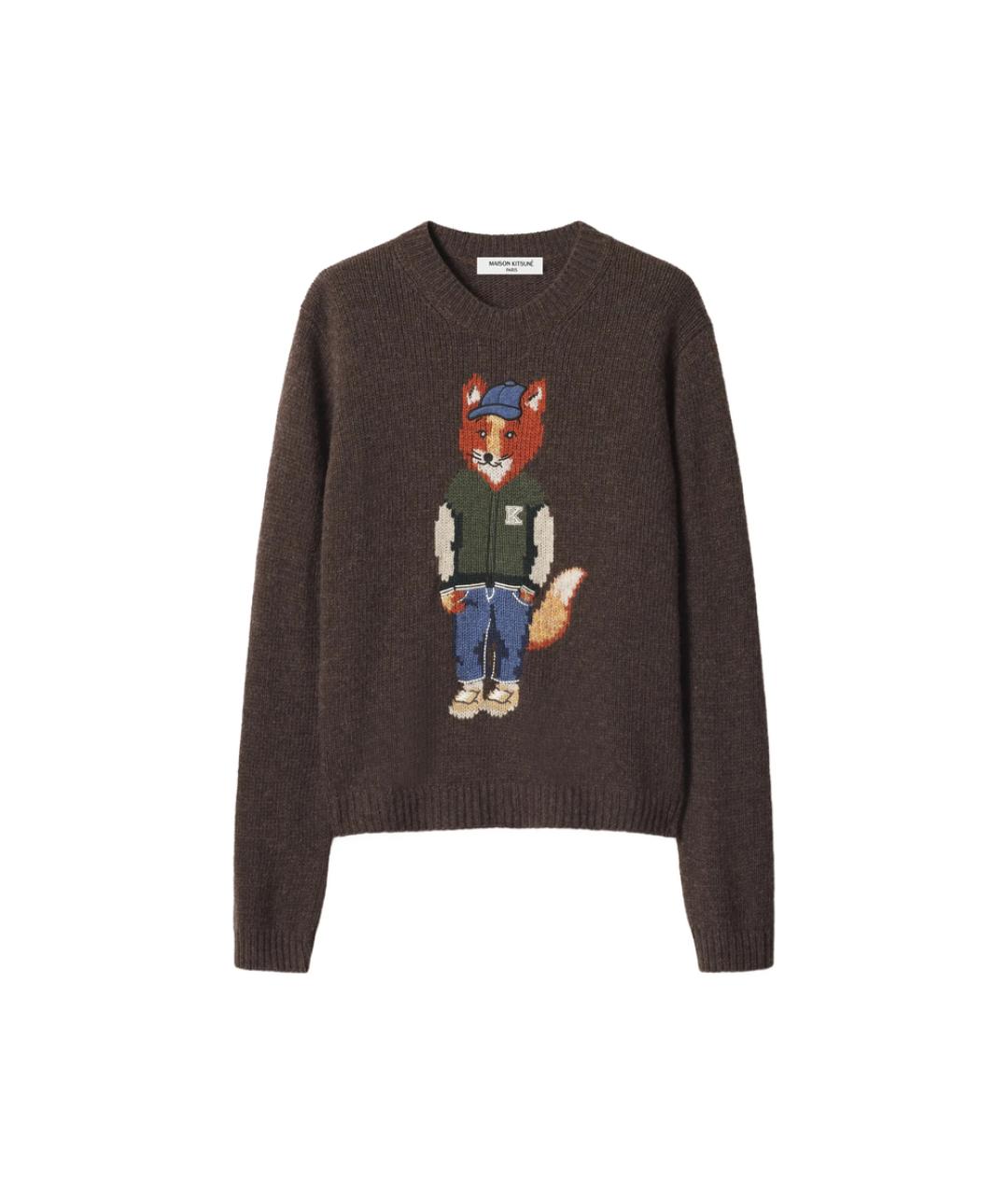 MAISON KITSUNE Коричневый шерстяной джемпер / свитер, фото 1