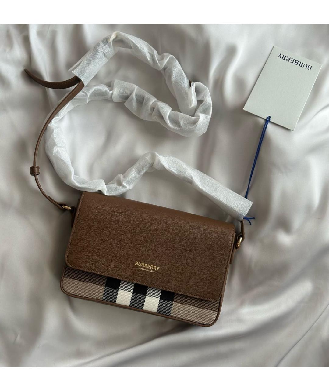 BURBERRY Коричневая кожаная сумка через плечо, фото 7