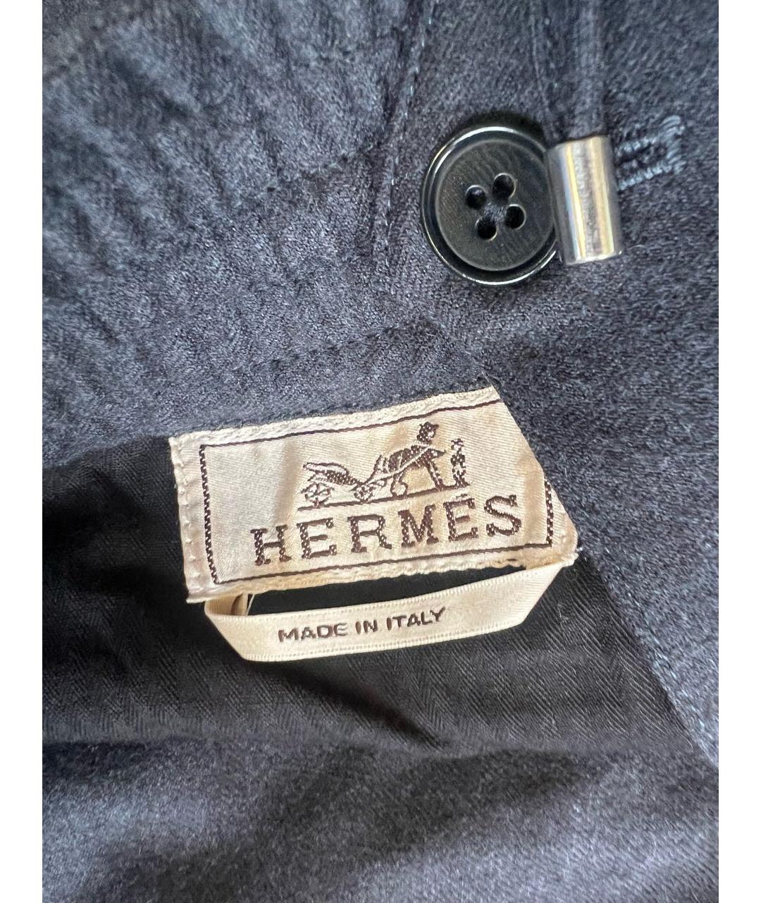HERMES Темно-синие шерстяные брюки чинос, фото 3