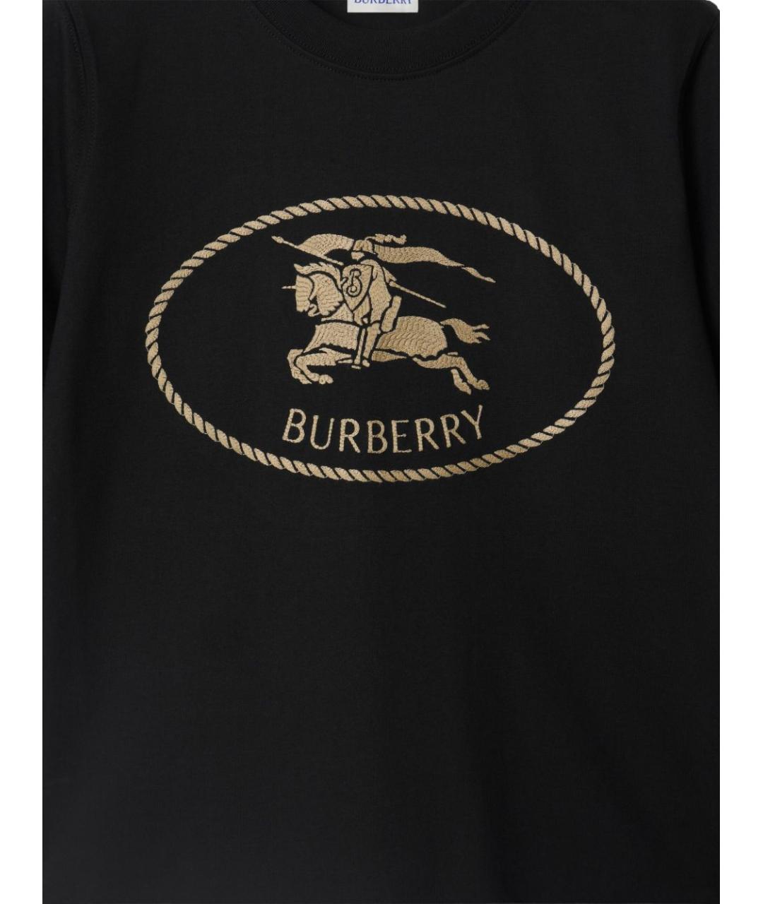 BURBERRY Черная хлопковая футболка, фото 5