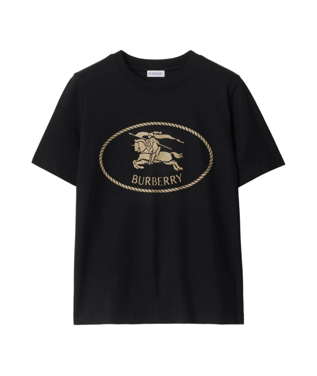 BURBERRY Черная хлопковая футболка, фото 1
