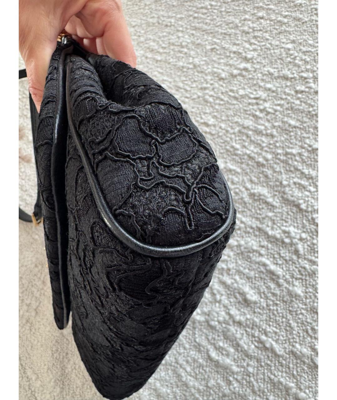 DOLCE&GABBANA Черная тканевая сумка с короткими ручками, фото 2